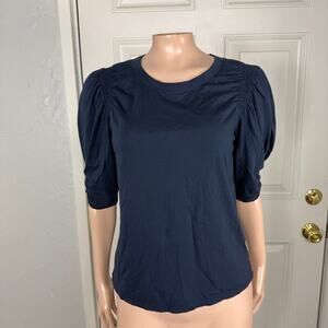 Veronica Beard Jeans Women's T-shirt Shirt top Small Navy Cotton Balloon S22